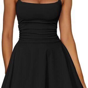 Women's Ruffle Mini Dress Polyester Spaghetti Strap Ruched Party Club Short